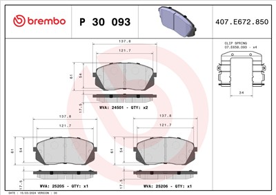 BREMBO P 30 093 Číslo výrobce: 24501. EAN: 8020584087138.