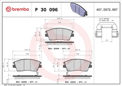 BREMBO P 30 096 Číslo výrobce: 22329. EAN: 8020584068465.