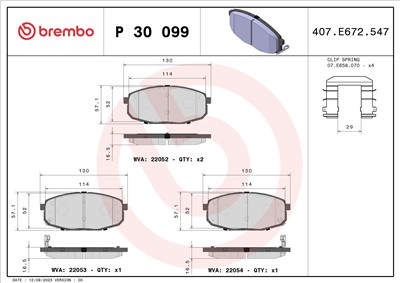 BREMBO P 30 099 Číslo výrobce: 22053. EAN: 8020584069943.
