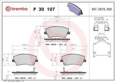 BREMBO P 30 107 Číslo výrobce: 22518. EAN: 8020584115114.