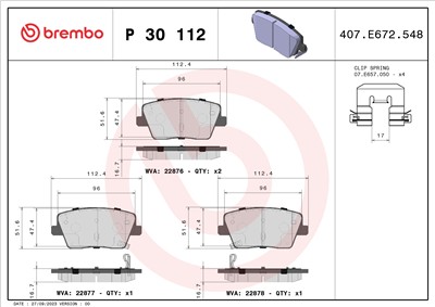BREMBO P 30 112 Číslo výrobce: 22876. EAN: 8020584116494.