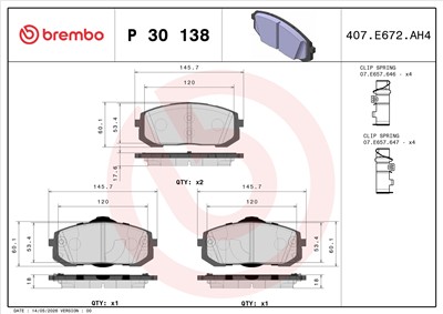 BREMBO P 30 138 Číslo výrobce: D2302 9538. EAN: 8020584124192.