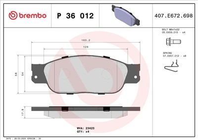 BREMBO P 36 012 Číslo výrobce: 23423. EAN: 8020584053058.