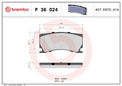 BREMBO P 36 024 Číslo výrobce: 24851. EAN: 8020584090619.