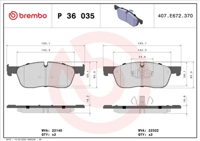 BREMBO P 36 035 Číslo výrobce: 22322. EAN: 8020584084526.