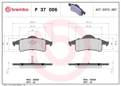 BREMBO P 37 006 Číslo výrobce: 23634. EAN: 8020584053157.