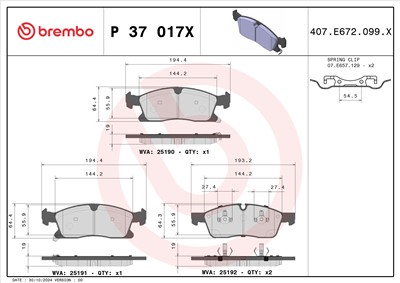 BREMBO P 37 017X Číslo výrobce: 25190. EAN: 8020584121665.