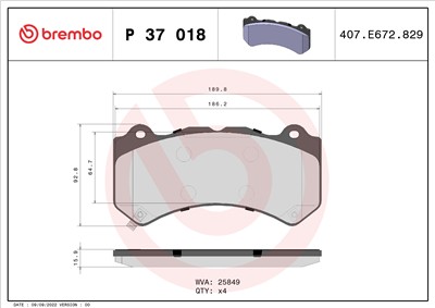 BREMBO P 37 018 Číslo výrobce: 25849. EAN: 8020584080054.