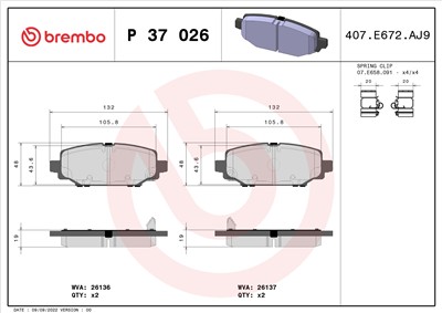 BREMBO P 37 026 Číslo výrobce: 26136. EAN: 8020584117927.