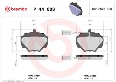 BREMBO P 44 003 Číslo výrobce: 21238. EAN: 8020584053263.