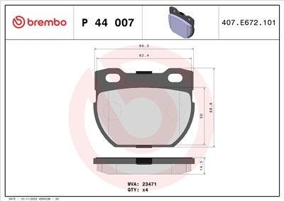 BREMBO P 44 007 Číslo výrobce: 23471. EAN: 8020584053300.