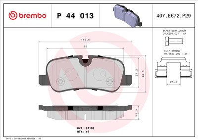 BREMBO P 44 013 Číslo výrobce: 24192. EAN: 8020584053362.