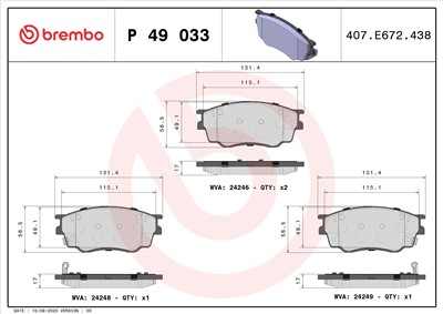 BREMBO P 49 033 Číslo výrobce: 24246. EAN: 8020584053706.