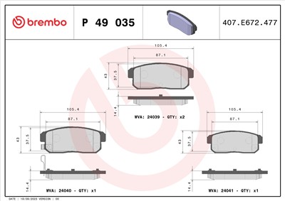 BREMBO P 49 035 Číslo výrobce: 24039. EAN: 8020584053720.
