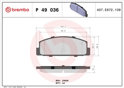BREMBO P 49 036 Číslo výrobce: 24045. EAN: 8020584060964.