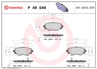 BREMBO P 49 049 Číslo výrobce: 25879. EAN: 8020584112625.
