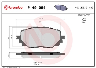 BREMBO P 49 054 Číslo výrobce: 22271. EAN: 8020584084472.