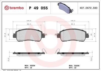 BREMBO P 49 055 Číslo výrobce: 22235. EAN: 8020584084533.