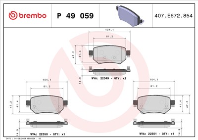 BREMBO P 49 059 Číslo výrobce: 22350. EAN: 8020584084076.