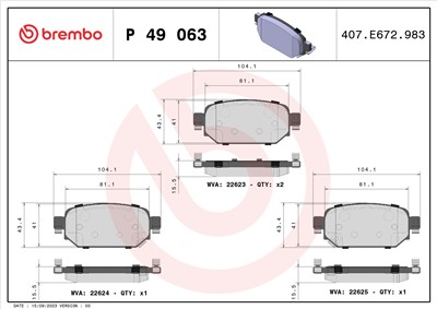 BREMBO P 49 063 Číslo výrobce: 22624. EAN: 8020584069912.