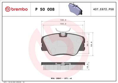 BREMBO P 50 008 Číslo výrobce: 20941. EAN: 8020584053805.