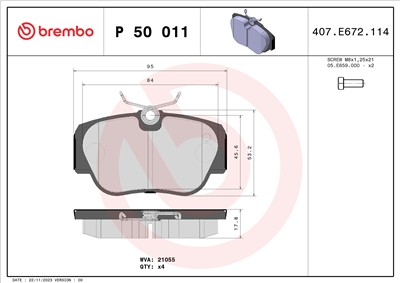 BREMBO P 50 011 Číslo výrobce: 21055. EAN: 8020584053836.
