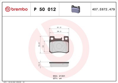 BREMBO P 50 012 Číslo výrobce: 21301. EAN: 8020584053843.