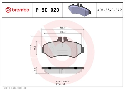 BREMBO P 50 020 Číslo výrobce: 23021. EAN: 8020584053928.