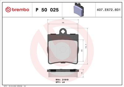 BREMBO P 50 025 Číslo výrobce: 21919. EAN: 8020584053973.
