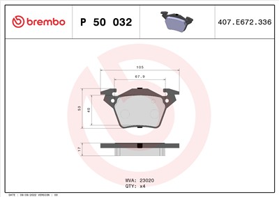 BREMBO P 50 032 Číslo výrobce: 23020. EAN: 8020584054048.