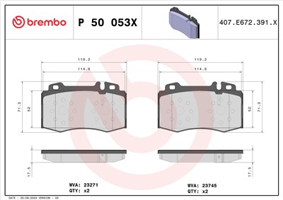 BREMBO P 50 053X Číslo výrobce: 23271. EAN: 8020584114995.