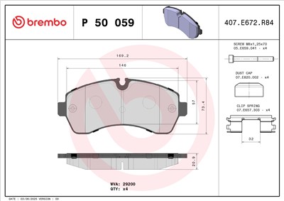 BREMBO P 50 059 Číslo výrobce: 29200. EAN: 8020584059555.