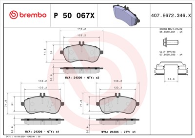 BREMBO P 50 067X Číslo výrobce: 24306. EAN: 8020584115008.