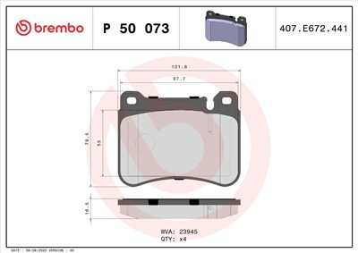 BREMBO P 50 073 Číslo výrobce: 23945. EAN: 8020584061121.