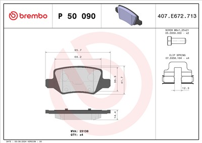 BREMBO P 50 090 Číslo výrobce: 23138. EAN: 8020584100318.