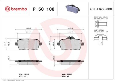 BREMBO P 50 100 Číslo výrobce: 25216. EAN: 8020584104729.
