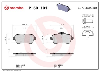 BREMBO P 50 101 Číslo výrobce: 25216. EAN: 8020584104736.