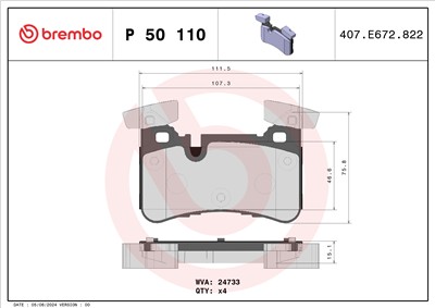 BREMBO P 50 110 Číslo výrobce: 24733. EAN: 8020584109526.