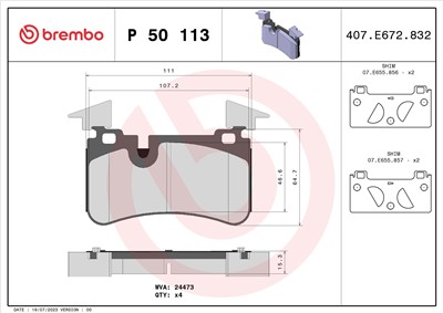 BREMBO P 50 113 Číslo výrobce: 24473. EAN: 8020584109847.