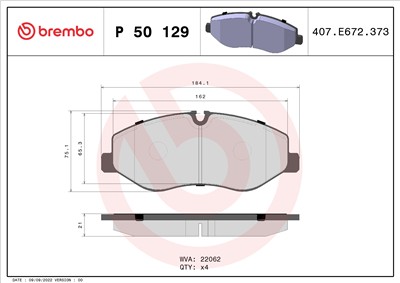 BREMBO P 50 129 Číslo výrobce: 22062. EAN: 8020584083956.