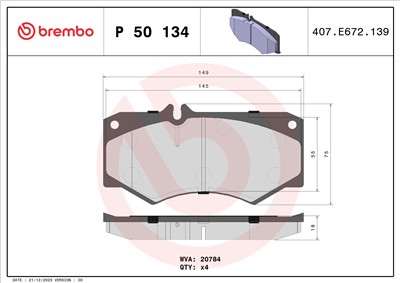 BREMBO P 50 134 Číslo výrobce: 21056. EAN: 8020584084786.