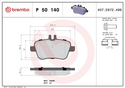 BREMBO P 50 140 Číslo výrobce: 24848. EAN: 8020584087459.