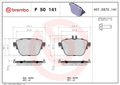 BREMBO P 50 141 Číslo výrobce: 22792. EAN: 8020584087770.