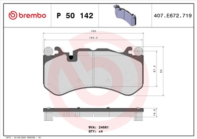 BREMBO P 50 142 Číslo výrobce: 24681. EAN: 8020584068410.