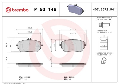 BREMBO P 50 146 Číslo výrobce: 22989. EAN: 8020584115138.