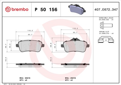 BREMBO P 50 156 EAN: 8020584116593.