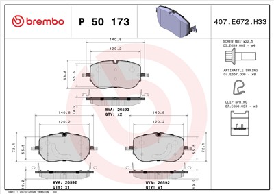 BREMBO P 50 173 Číslo výrobce: 26592. EAN: 8020584125748.