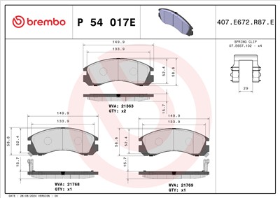 BREMBO P 54 017E Číslo výrobce: 21363. EAN: 8020584129968.