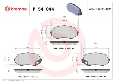 BREMBO P 54 044 Číslo výrobce: 29240. EAN: 8020584090671.