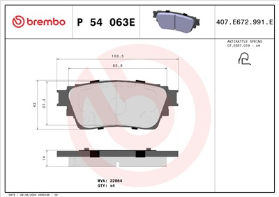 BREMBO P 54 063E Číslo výrobce: 22864. EAN: 8020584129982.